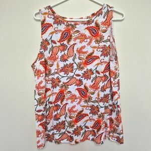 J.Jill Women’s Pink & Orange Paisley Sleeveless Top – Size Large